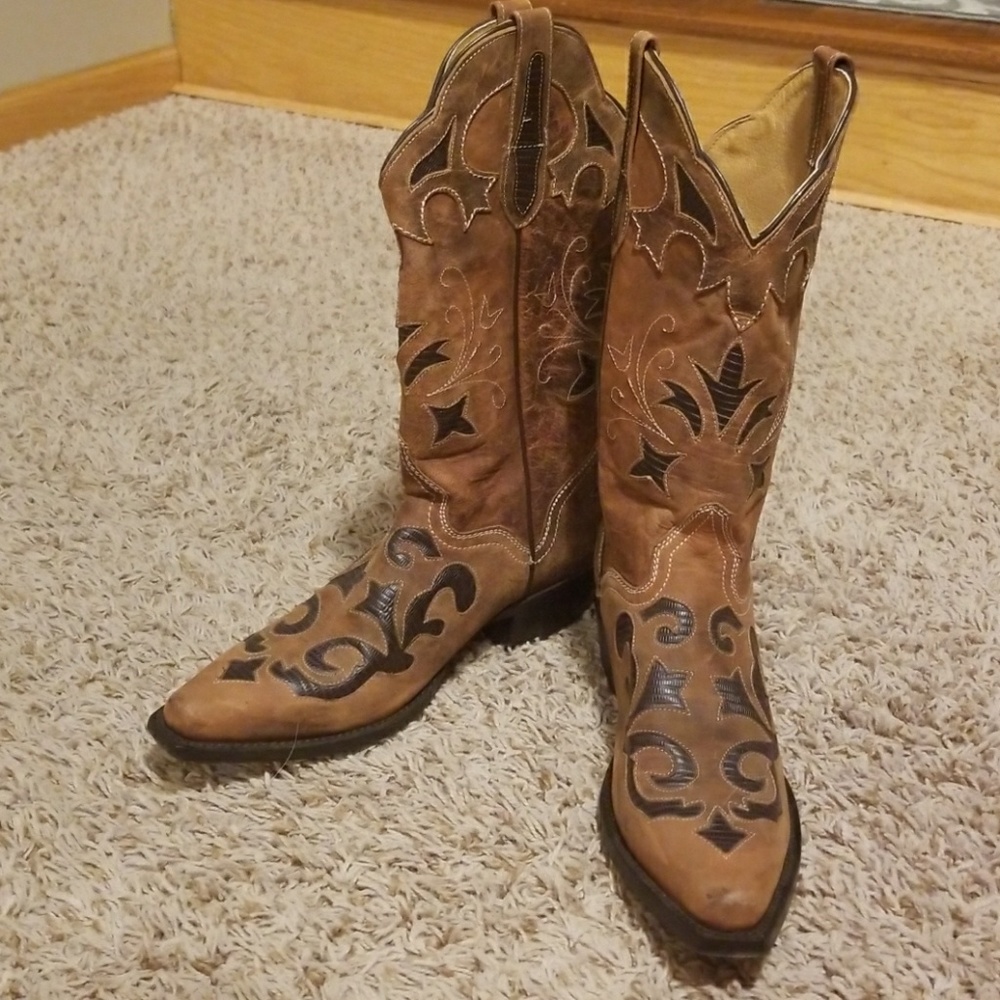 Leather cowboy boots